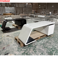 10 ans de garantie de haute qualité bureau bureau en L forme Corian surface solide Table de bureau de direction meubles de maison