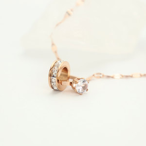 Rose Gold Crown Necklace With Crystal Pendant Clavicle Chain For Women Everyday Wear - Product Image 2