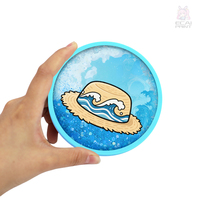 Sous-verre en acrylique transparent à paillettes liquides flottantes DIY, tapis isolant thermique personnalisé pour thé, motif anime et dessin animé