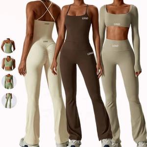 2025 nuevo estilo de las mujeres gimnasio Fitness Yoga conjuntos gran oferta manga larga Top pantalones de cintura alta Scrunch Butt ropa activa Sujetador deportivo - Product Image 1