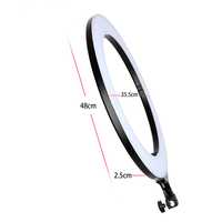 Anneau lumineux LED de 18 pouces avec support de téléphone, grand éclairage d'appoint pour maquillage et diffusion en direct, trépied pliable de 2 m, éclairage photographique