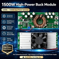 Konverter Buck Penyearah Sinkron DC-DC 1500W 50A Modul Catu Daya Step Down DC 15-90V ke 2.5-72V Dapat Diatur