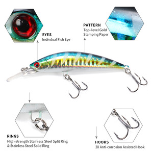 Leurre coulant phosphorescent 15 couleurs, imitation bionique dure, appât artificiel en plastique, hameçons pour la pêche en mer et en rivière, 7cm 16g - Product Image 4