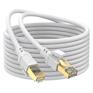 Cable Ethernet Cat8 Redondo SFTP, Conductor de Cobre Puro 28AWG, Conector RJ45, Negro/Blanco, 1M 2M 3M 5M 10M 15M 20M 30M, Cable de Red - Product Image 1