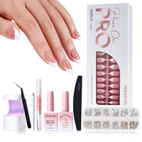 Kit d'extension d'ongles en gel souple premium Hanyinails X Tips Pro, faux ongles à presser, design français, en acrylique, pour usage professionnel en salon, pour doigts