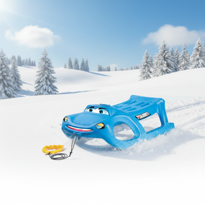 Slitta Zigi-Zet - a forma di auto, con scivoli in acciaio e corda - Product Image 3