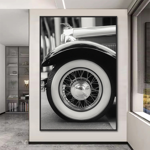 Affiches anciennes impression sur <span class=keywords><strong>toile</strong></span> noir et blanc Vintage Wall Art classique vieilles peintures de voitures pour la décoration intérieure - Product Image 2