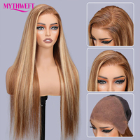 Perruque en dentelle HD 13x4, cheveux humains 100% naturels, lisses, de qualité supérieure, densité élevée, cuticules alignées, couleur mèches, vente en gros