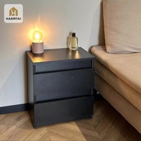 Table de chevet moderne intelligente HarmTai noire avec tiroir de rangement dissimulé et verrouillable, mobilier de chambre écologique pour la maison