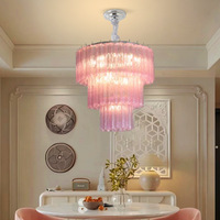 Lustre en verre de style français, design haut de gamme, chrome rose, éclairage LED intérieur pour salons et salles à manger, utilisation hôtelière