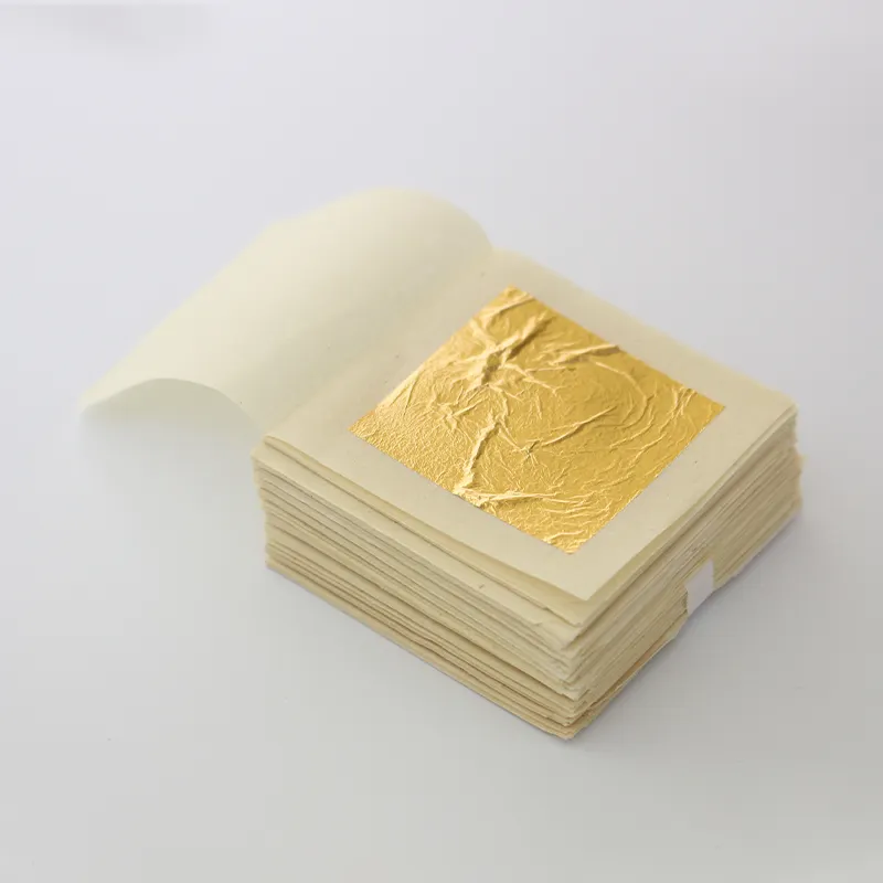 4X4 Cm Dimakan Daun Emas untuk Es Krim Kue Minuman Kopi Makanan Dekorasi Seni dan Kerajinan 24K Asli Emas Foil Sheet