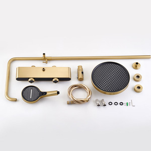 All Copper Shower Set Piano Key Thermostatic Digital Display Bathroom Shelf Top Spray Luxury Style - Product Image 2