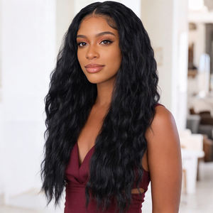 Perruque mi-tête naturelle noire 100% cheveux humains bruts du Vietnam, ondulée, sans dentelle, 8-34 pouces, densité 180% - Product Image 5