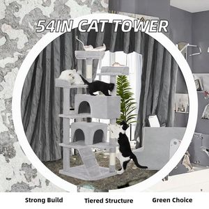 54 في ضوء رمادي داخلي متعدد المستويات شجرة القط 2 كوندو أثاث مركز النشاط السيزال الخدش المشاركات مضحك الكلاسيكية - Product Image 5