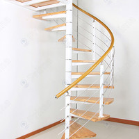 Prima facile à installer Villa commerciale escalier hélicoïdal en verre résident intérieur bois bande de roulement escalier en colimaçon