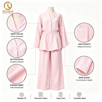Ensemble deux pièces musulman rose poudré OEM, tenue modeste, haut kimono, pantalon large, broderie florale, robe de l'Aïd, tissu personnalisé