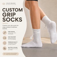 Chaussettes de yoga et de pilates personnalisées avec logo, antidérapantes, semelle en silicone, chaussettes en coton doux, idéales pour le studio, cadeaux personnalisés
