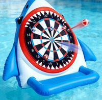 Cible de tir gonflable interactive écologique certifiée CE en forme de requin pour jeu de fléchettes aquatiques, jouets de fête en piscine extérieure