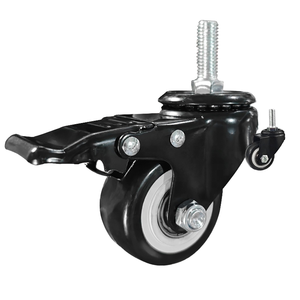 Rodízios Industriais de Polipropileno com Haste/Placa, 1.5-2.5 Polegadas, Pretos, com Trava, para Móveis, Camas e Mesas, Pequenos, Giratórios, com Rosca - Product Image 4