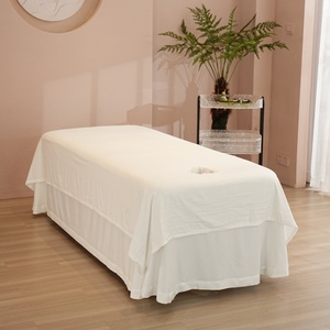 Poliéster branco cor sólida Shampoo <span class=keywords><strong>Bed</strong></span> Cover Set <span class=keywords><strong>Single</strong></span> Beauty <span class=keywords><strong>Bed</strong></span> Cover Set SPA Massage Table <span class=keywords><strong>Sheet</strong></span> Set - Product Image 2