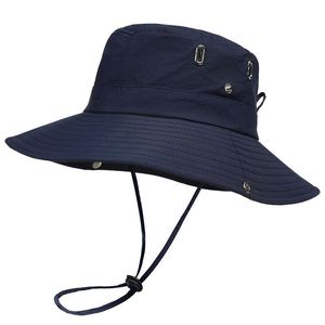 Chapeau Bob Unisexe Couleur Unie Respirant Imperméable en Nylon pour Activités de Plein Air, Pêche et Sport avec Anneau Métallique 56-58CM - Product Image 3