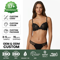 Ensemble de lingerie sexy personnalisé OEM en dentelle florale brodée, transparent, avec armatures, respirant et push-up pour femmes adultes