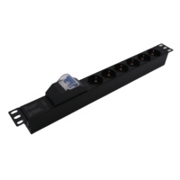 Disjoncteur de sécurité 2P PDU 6 ports 19 pouces 1U 16A 250V Prise d'extension d'alimentation Unité de distribution d'alimentation PDU en plastique