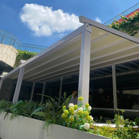 Toit à lames orientables entièrement automatique pour terrasse, pergola extérieure rétractable, coulissante et pliable, imperméable, en aluminium