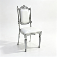 Chaises de salle à manger au design élégant Luxe Europe, structure en métal doré électro-plaqué, chaises empilables pour banquet avec coussin en cuir