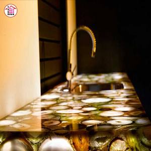 حجر عقيق الفاخرة الذهب الأصفر العقيق الجزع ديكور كونترتوب حجر عقيق - Product Image 5