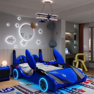Lit enfant sport 2025 en bois massif avec barrières de sécurité et rangement, lit simple pour garçons, design cool, usage domestique - Product Image 5