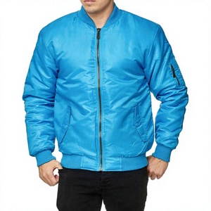 Blouson bomber violet pour homme, couleur unie, fermeture éclair, col mandarin, style décontracté, respirant, pour l'hiver, en polyester - Product Image 6