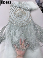Dentelle à franges, dentelle perlée, tissu en tulle, dentelle brodée rose pour vêtements féminins, robe de mariée