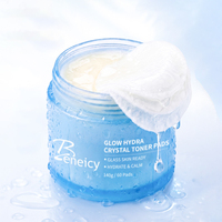 Pads Tonifiants Glow Hydra Crystal (Éclaircissants) 140g Niacinamide Acide 3-O-Ethyl Ascorbique