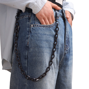 yueli Trendy Hip Hop Two Tone Waist <b>Chain</b> Zinc Alloy Nightclub Fashion Body <b>Chain</b> <b>Black</b> And White Patchwork Single Layer - Product Image 2