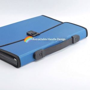 <b>A4</b> Diamond-Patterned Handle Snap-Closure Organ Bag 13-Compartment Large-Capacity Document <b>File</b> Folder Student Exam Paper Storage - Product Image 3