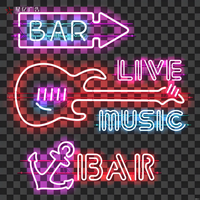 Maßgefertigte Neon-Film Musik-Gitarren-förmige LED-TV-Schilder - Werbedekoration Statische Anzeige OEM-Marke DC 12V Stromversorgung Manueller Druckknopf