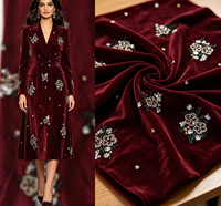 Nouveautés : Tissu en velours brodé, dentelle en mousseline, broderie de perles et de paillettes, tissus en dentelle de velours, tissu de broderie en velours