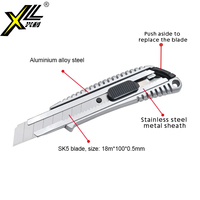 XINGLI Outils de coupe à la main de haute qualité Couteau utilitaire de coupe antidérapant en alliage d'aluminium rétractable de 18mm avec lame Snap Off SK5