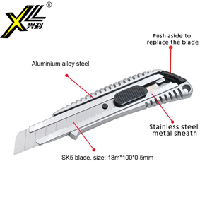 XINGLI herramientas <span class=keywords><strong>de</strong></span> corte manual <span class=keywords><strong>de</strong></span> alta calidad aleación <span class=keywords><strong>de</strong></span> aluminio retráctil 18mm cuchillo <span class=keywords><strong>de</strong></span> corte antideslizante con hoja SK5 a presión - Product Image 3