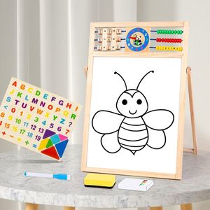 Pizarra Magnética Multifuncional de Doble Cara, Pizarra Blanca, Pizarra de Tiza, Tamaño Pequeño, Pizarra Plegable de Madera para Niños con Ábaco - Product Image 4