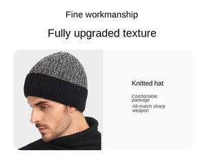 Autumn Winter Jacquard Knitted <b>Hat</b> <b>for</b> Men Double Layer Fleece Lining Warm Beanie <b>Hat</b> - Product Image 5