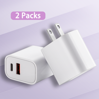 Bloc de chargeur mural USB C 20W Chargeur rapide double port Chargeur de type C Adaptateur de prise de charge rapide Compatible avec iPhone