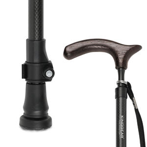 قصب المشي من ألياف الكربون كينجير للرجال والنساء خفيفة الوزن للغاية ارتفاع قابل للتعديل مع مقبض الجوز - Product Image 1