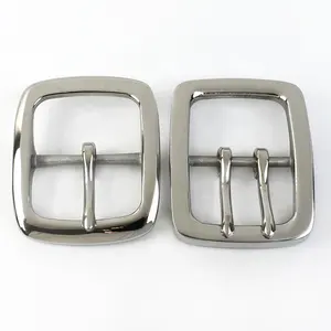 YK022 40mm Stainless Steel Single Double Pin Buckles Men's Belt Buckle