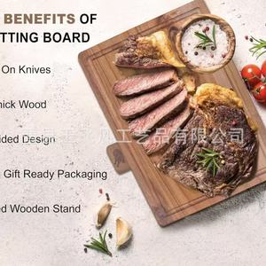 Acacia <b>Wood</b> Cutting Board Set 32x25x1.2cm Multifunction Kitchen Chopping <b>Blocks</b> With Stand Natural Color Rectangle - Product Image 5