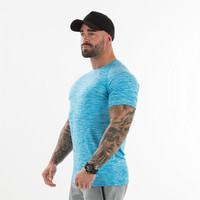Vente en gros de t-shirts Slim Fit pour hommes pour la salle de sport, le fitness et la musculation