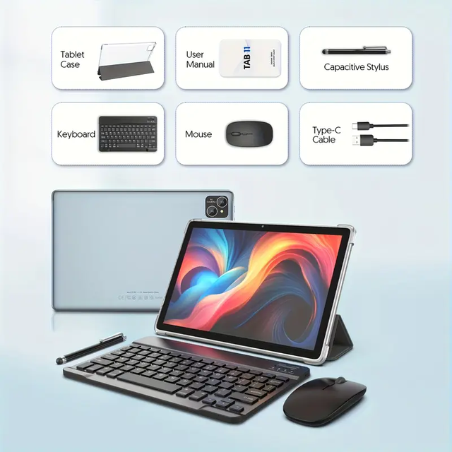 Factory Price Global 4G Network Android 16 Tablet PC with TPU Cover/Mouse/ Keyboard/ Touch Pen/Screen Protector