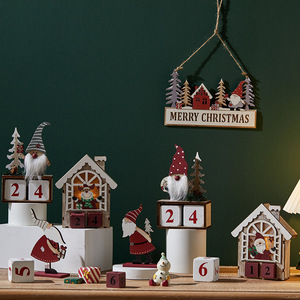 การตกแต่งเดสก์ท็อปคริสต์มาส-ปฏิทินไม้ย้อนยุคและย้อนยุคสำหรับรูปซานตาคลอส - Product Image 3