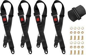 Kit <span class=keywords><strong>de</strong></span> harnais <span class=keywords><strong>de</strong></span> ceintures <span class=keywords><strong>de</strong></span> <span class=keywords><strong>sécurité</strong></span> réglables à 2 points pour Go Kart, Club <span class=keywords><strong>Golf</strong></span> Cart en noir (54 pouces avec vis d'installation) Lot <span class=keywords><strong>de</strong></span> <span class=keywords><strong>4</strong></span> - Product Image 2